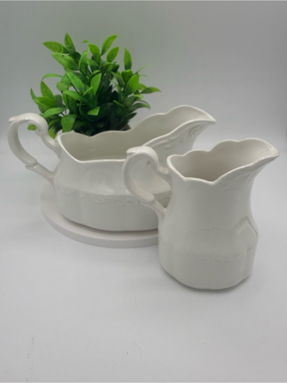 VTG J&G Meakin Sterling Colonial Ironstone Gravy Boat Creamer Set White